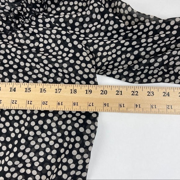 Apostrophe Blouse Womens Medium Black White Polka Dot Cinched Waist Lightweight - Picture 6 of 8